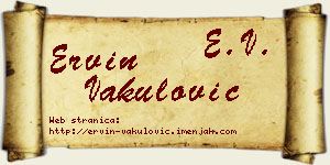 Ervin Vakulović vizit kartica